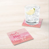 Roze Waterverf Laten we Bunco afspelen Kartonnen Onderzetters (Insitu)