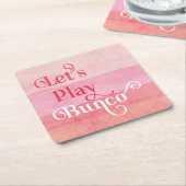 Roze Waterverf Laten we Bunco afspelen Kartonnen Onderzetters (Schuin)