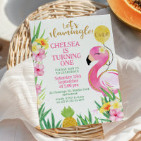 Roze waterverf Laten we Flamingle 1e verjaardag