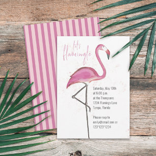 Roze Waterverf Laten we het lamingle Cute Flamingo Kaart