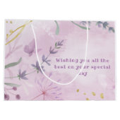 Roze Waterverf Lavendel Flowers Gift Bag Groot Cadeauzakje (Achterkant)