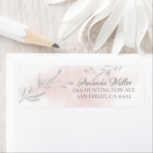 Roze Waterverf Leaf Retouradres Etiket (Insitu)