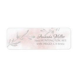 Roze Waterverf Leaf Retouradres Etiket