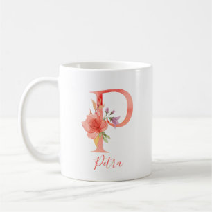 roze Waterverf Letter "P" Koffiemok