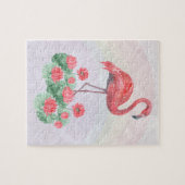 Roze waterverf leugens Flamingo Legpuzzel (Horizontaal)