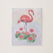 Roze waterverf leugens Flamingo Legpuzzel (Verticaal)