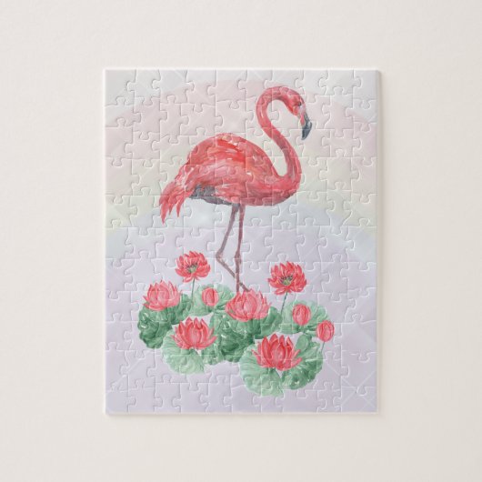 Roze waterverf leugens Flamingo Legpuzzel (Verticaal)