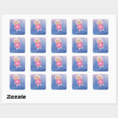 Roze Waterverf leuk Beer Dank je wel Vierkante Sticker (Vel)