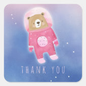 Roze Waterverf leuk Beer Dank je wel Vierkante Sticker (Voorkant)