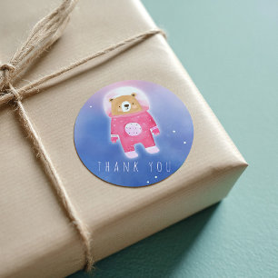 Roze Waterverf leuk Beer Dank je wel Vierkante Sticker