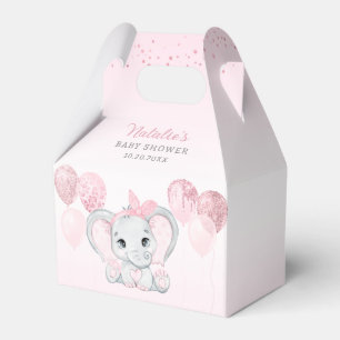 Roze Waterverf Leuke Olifant Meisje Baby shower Bedankdoosjes