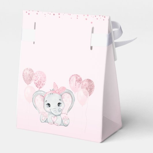 Roze Waterverf Leuke Olifant Meisje Baby shower Bedankdoosjes (Achterkant)