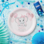 Roze Waterverf Leuke Olifant Meisje Baby shower Papieren Bordje (Feest)