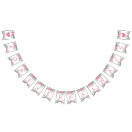 Roze Waterverf liefde bloesems bruiloft voor altij Vlaggetjes