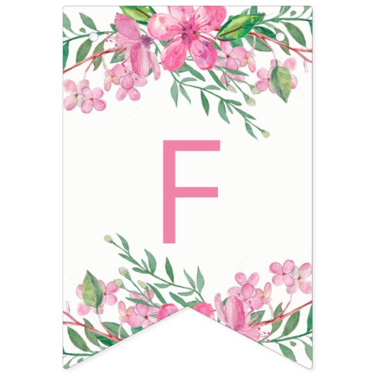 Roze Waterverf liefde bloesems bruiloft voor altij Vlaggetjes (Tweede vlag)