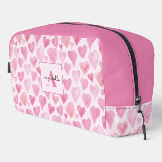 Roze waterverf liefde hart toilettasje (Rechterhoek)