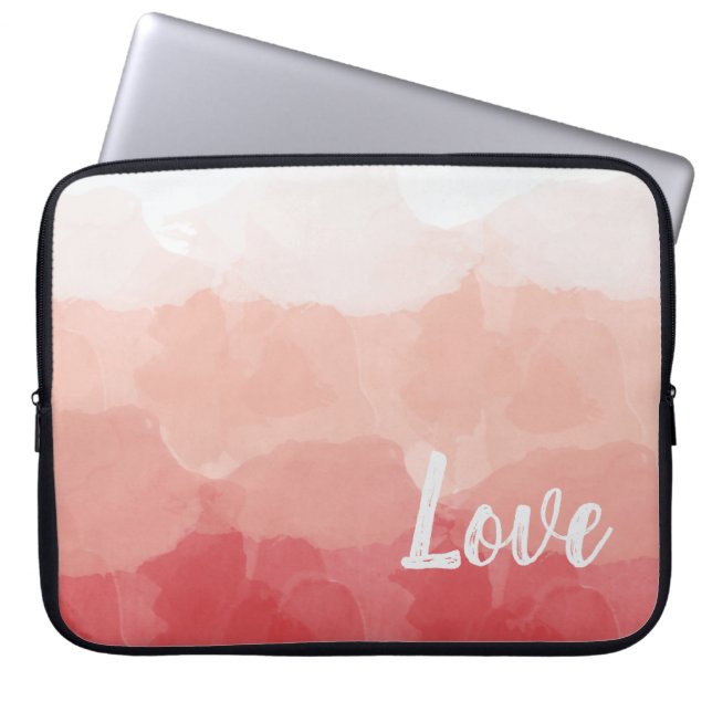Roze Waterverf Liefde Laptop Sleeve (Voorkant)