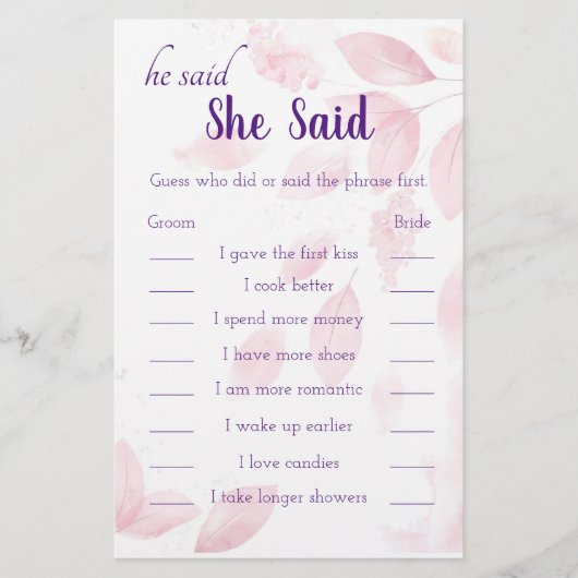 Roze Waterverf liet weten dat ze een spelkaart zei Flyer (Voorkant)