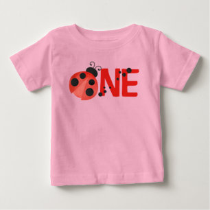 Roze Waterverf lieveheersbeestje ONE 1st Birthday 