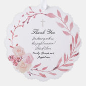 roze waterverf lijst Doop dank u Ornament Kaart (Back)