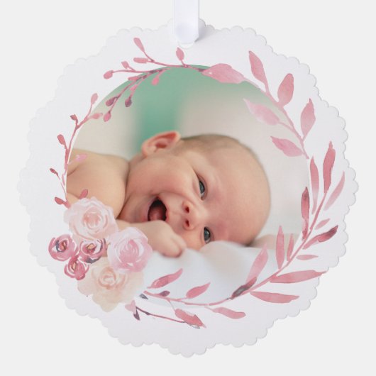 roze waterverf lijst Doop dank u Ornament Kaart (Voorkant)