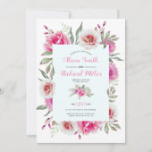 Roze waterverf lijst florale bruiloft kaart (Voorkant)