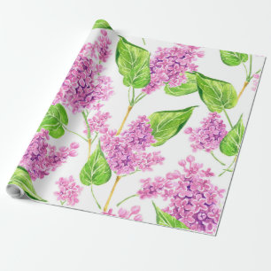 Roze waterverf lila bloemen cadeaupapier