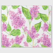 Roze waterverf lila bloemen cadeaupapier (Vlak)