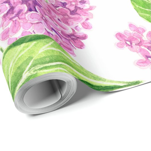 Roze waterverf lila bloemen cadeaupapier (Rol Hoek)