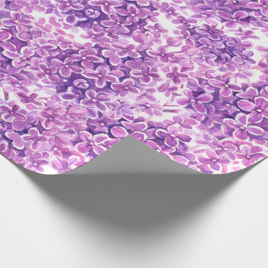 Roze waterverf lila bloemen cadeaupapier (Hoek)