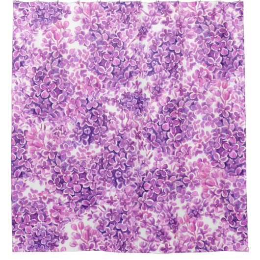 Roze waterverf lila bloemen douchegordijn (Voorkant)