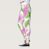 Roze waterverf lila bloemen leggings (Links)