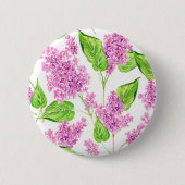 Roze waterverf lila bloemen ronde button 5,7 cm (Voorkant)