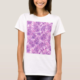 Roze waterverf lila bloemen t-shirt