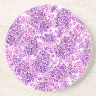 Roze waterverf lila bloemen zandsteen onderzetter