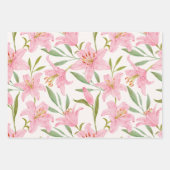 Roze Waterverf Lily Flowers Botanisch Inpakpapier Vel (Voorkant 3)