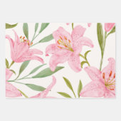 Roze Waterverf Lily Flowers Botanisch Inpakpapier Vel (Voorkant 2)