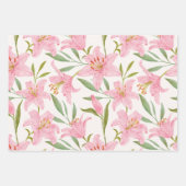 Roze Waterverf Lily Flowers Botanisch Inpakpapier Vel (Voorkant)