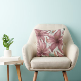 Roze Waterverf Lily Flowers Kussen