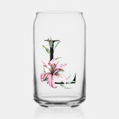 Roze Waterverf Lily Monogram Blikvorm Glas (Voorkant)