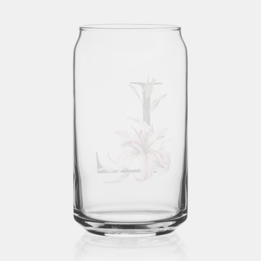 Roze Waterverf Lily Monogram Blikvorm Glas (Achterkant)