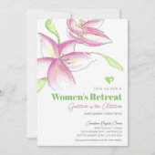 Roze Waterverf Lily Women's Church Retreat Kaart (Voorkant)