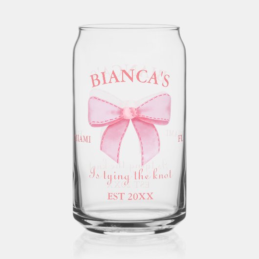 Roze Waterverf lint Blush Bachelorette party Blikvorm Glas (Voorkant)