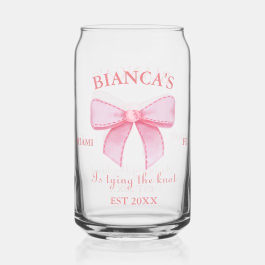 Roze Waterverf lint Blush Bachelorette party Blikvorm Glas (Achterkant)