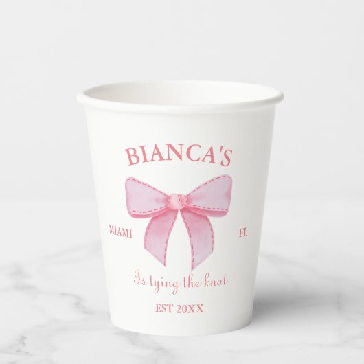 Roze Waterverf lint Blush Bachelorette party Papieren Bekers (Voorkant)