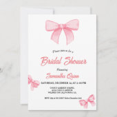 Roze Waterverf lint Blush Vrijgezellenfeest Party Kaart (Voorkant)