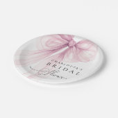 Roze Waterverf Lint Bruidsdouche Papieren Bordje (Gekanteld)