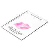 Roze Waterverf Lippen Make-up Artiest Schoonheid Notitieboek (Linkerzijde)