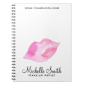 Roze Waterverf Lippen Make-up Artiest Schoonheid Notitieboek (Voorkant)