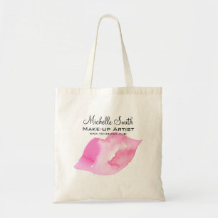 Roze Waterverf Lippen Make-up Artiest Schoonheid Tote Bag